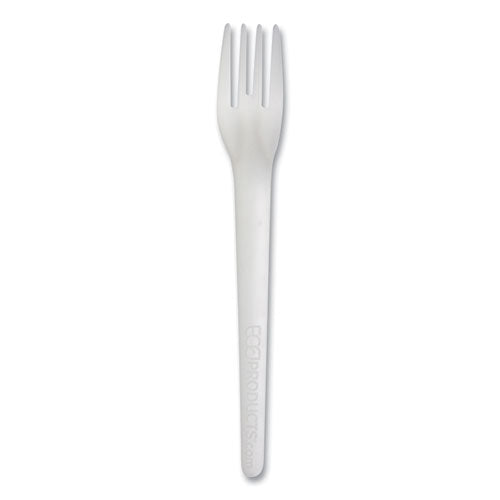 Plantware Compostable Cutlery, Fork, 6", White, 1,000/carton