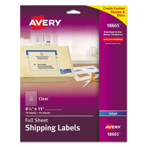 Matte Clear Shipping Labels, Inkjet Printers, 8.5 X 11, Clear, 10/pack