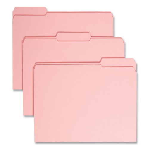 Reinforced Top Tab Colored File Folders, 1/3-cut Tabs: Assorted, Letter Size, 0.75" Expansion, Pink, 100/box