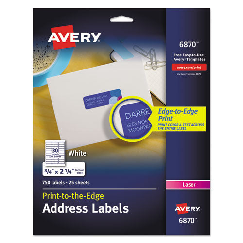 Vibrant Laser Color-print Labels W/ Sure Feed, 0.75 X 2.25, White, 750/pk