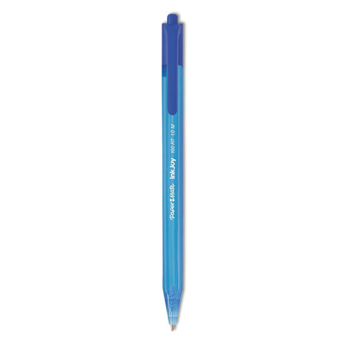 Inkjoy 100 Rt Ballpoint Pen, Retractable, Medium 1 Mm, Blue Ink, Translucent Blue Barrel, Dozen