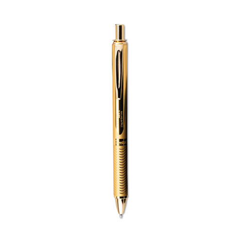 Energel Alloy Gel Pen, Retractable, Medium 0.7 Mm, Black Ink, Gold Barrel