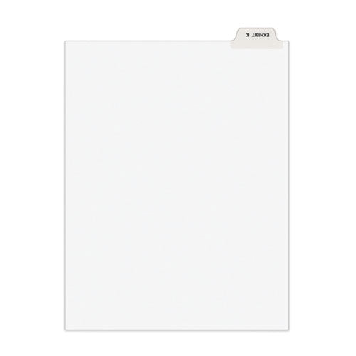 Avery-style Preprinted Legal Bottom Tab Divider, 26-tab, Exhibit K, 11 X 8.5, White, 25/pk