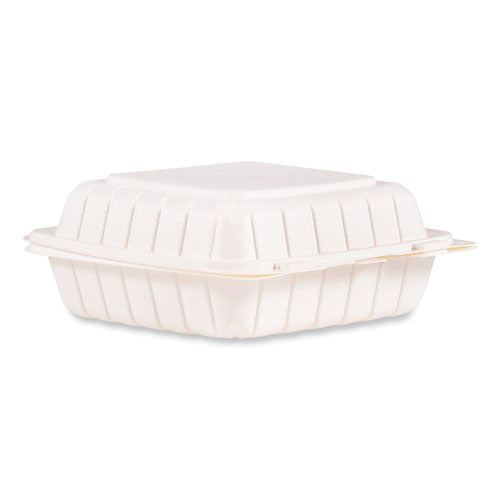 Hinged Lid Containers, Single Compartment, 8.25 X 8 X 3, White, Plastic, 150/carton