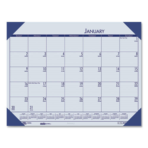 Ecotones Recycled Monthly Desk Pad Calendar, 22 X 17, Ocean Blue Sheets/corners, Black Binding, 12-month (jan-dec): 2024