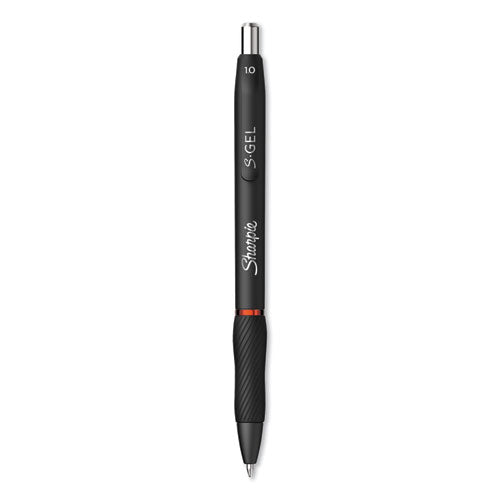 S-gel High-performance Gel Pen, Retractable, Bold 1 Mm, Red Ink, Black Barrel, Dozen