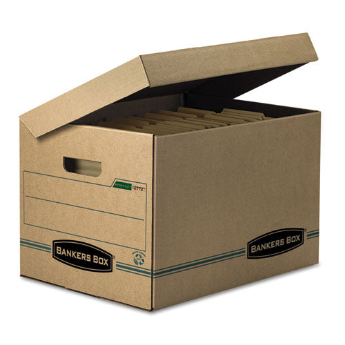 Systematic Basic-duty Attached Lid Storage Boxes, Letter/legal Files, Kraft/green, 12/carton