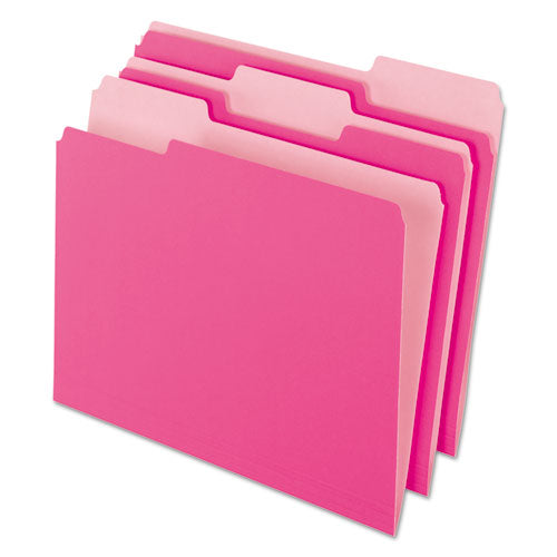 Interior File Folders, 1/3-cut Tabs: Assorted, Letter Size, Pink, 100/box