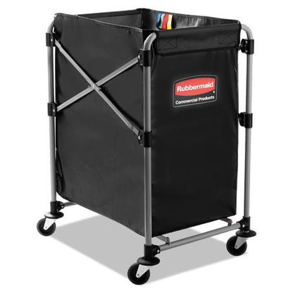 One-compartment Collapsible X-cart, Synthetic Fabric, 4.98 Cu Ft Bin, 20.33" X 24.1" X 34", Black/silver