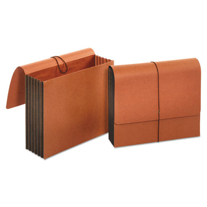 Extra Wide Expanding Wallets, 5.25" Expansion, 1 Section, Elastic Cord Closure, Letter Size, Redrope