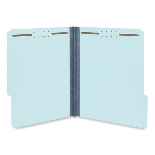 Top Tab Classification Folders, 1" Expansion, 2 Fasteners, Letter Size, Light Blue Exterior, 25/box