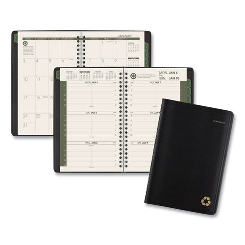 Recycled Weekly Block Format Appointment Book, 8.5 X 5.5, Black Cover, 12-month (jan To Dec): 2024