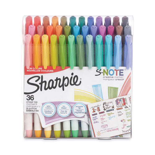 S-note Creative Markers, Assorted Ink Colors, Bullet/chisel Tip, Assorted Barrel Colors, 36/pack