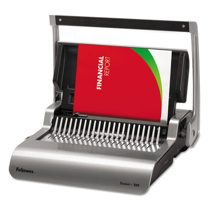 Quasar 500 Manual Comb Binding System, 500 Sheets, 18.13 X 15.38 X 5.13, Metallic Gray