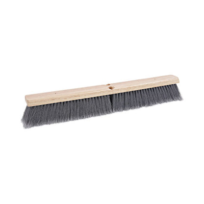 Floor Brush Head, 3" Gray Flagged Polypropylene Bristles, 24" Brush