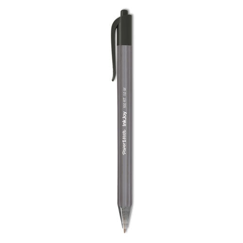 Inkjoy 100 Rt Ballpoint Pen, Retractable, Medium 1 Mm, Black Ink, Smoke/black Barrel, Dozen