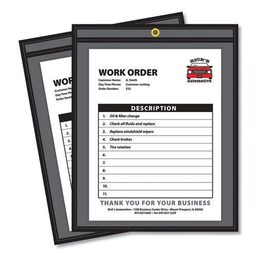 Shop Ticket Holders, Stitched, One Side Clear, 50 Sheets, 8.5 X 11, 25/box