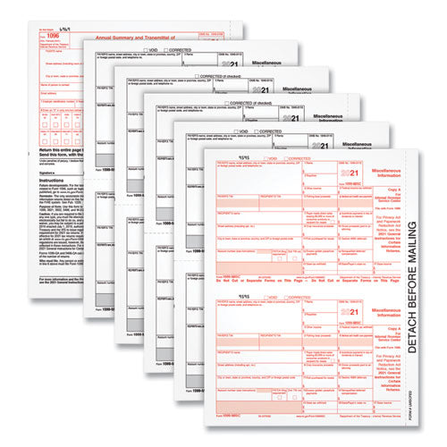 1099-misc Tax Forms, Fiscal Year: 2023, Five-part Carbonless, 8.5 X 5.5, 2 Forms/sheet, 50 Forms Total