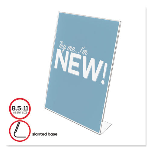 Classic Image Slanted Sign Holder, Portrait, 8.5 X 11 Insert, Clear