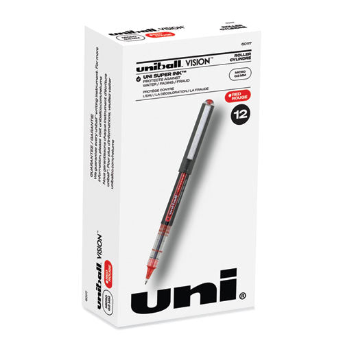 Vision Roller Ball Pen, Stick, Extra-fine 0.5 Mm, Red Ink, Gray/red Barrel, Dozen