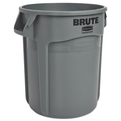 Vented Round Brute Container, 20 Gal, Plastic, Gray
