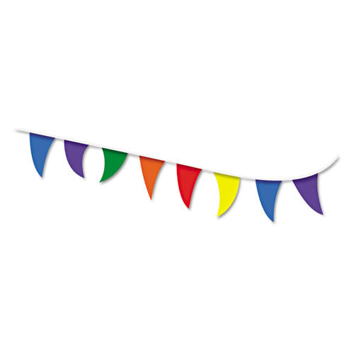 Strung Flags, Pennant, 30 Ft, Assorted Bright Colors