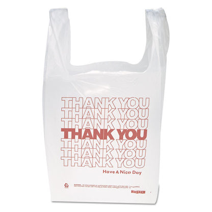 Thank You Handled T-shirt Bag, 0.167 Bbl, 12.5 Microns, 11.5" X 21", White, 900/carton