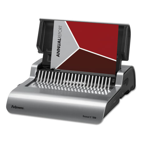 Quasar 500 Electric Comb Binding System, 500 Sheets, 16.88 X 15.38 X 5.13, Metallic Gray