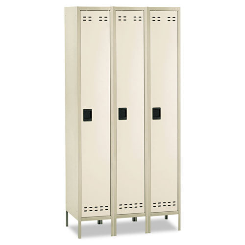 Single-tier, Three-column Locker, 36w X 18d X 78h, Two-tone Tan