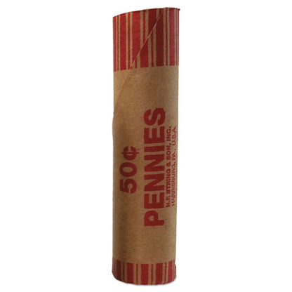 Preformed Tubular Coin Wrappers, Pennies, $0.50, 1,000 Wrappers/box