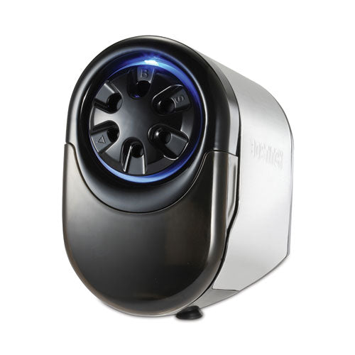 Quietsharp Glow Classroom Electric Pencil Sharpener, Ac-powered, 6.13 X 10.69 X 9, Silver/black