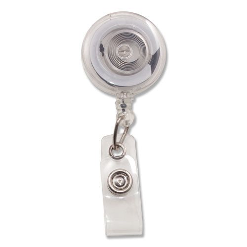 Translucent Retractable Id Card Reel, 30" Extension, Clear, 12/pack