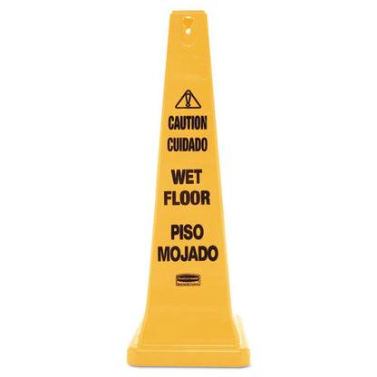 Multilingual Wet Floor Safety Cone, 12.25 X 12.25 X 36