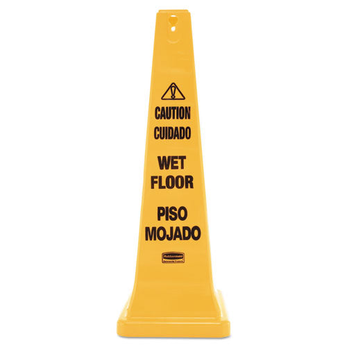 Multilingual Wet Floor Safety Cone, 12.25 X 12.25 X 36