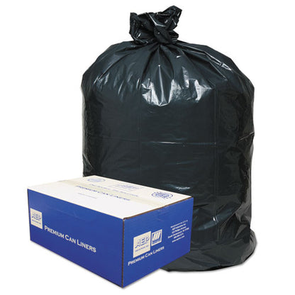 Linear Low-density Can Liners, 60 Gal, 0.9 Mil, 38" X 58", Black, 10 Bags/roll, 10 Rolls/carton