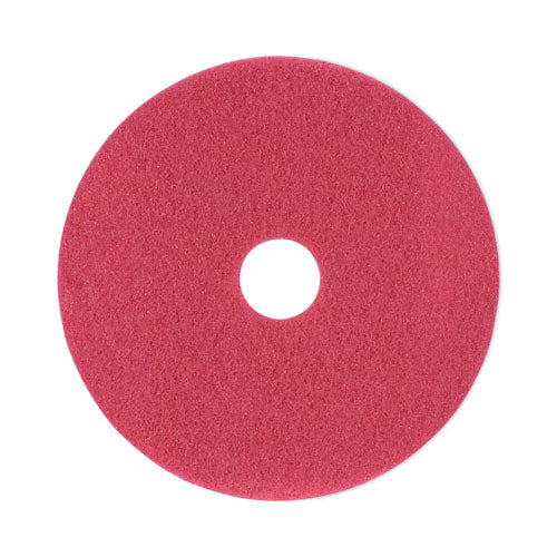 Buffing Floor Pads, 18" Diameter, Red, 5/carton