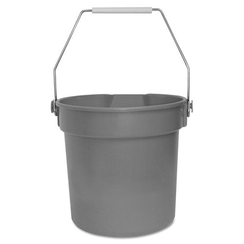 Deluxe Heavy-duty Bucket, 10 Qt, Polypropylene, Gray, 10.63" Dia