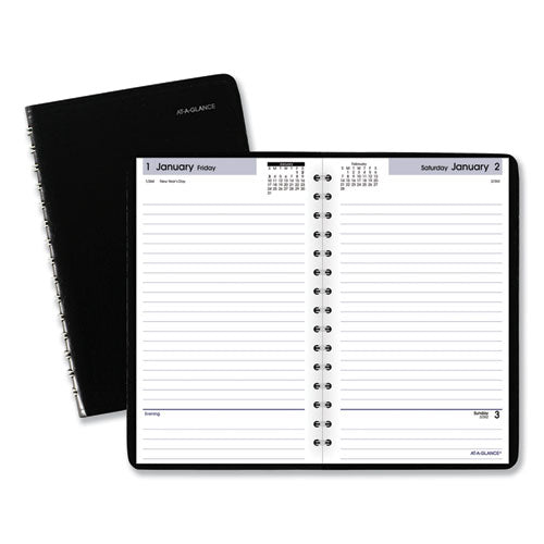 Dayminder Daily Appointment Book, 8 X 5, Black Cover, 12-month (jan To Dec): 2024