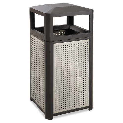 Evos Series Steel Waste Container, 38 Gal, Steel, Black