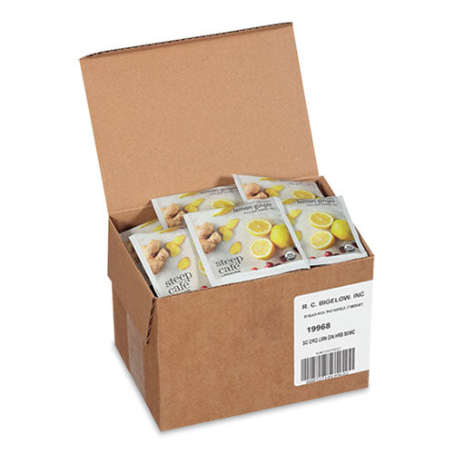 Steep Cafe Organic Herbal Tea, Lemon Ginger, 50 Bags/carton