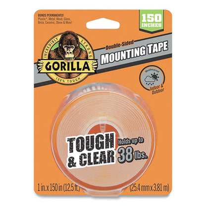 Tough & Clear Double-sided Mounting Tape, Permanent, Holds Up To 0.25 Lb Per Inch, 1" X 12.5 Ft, Clear