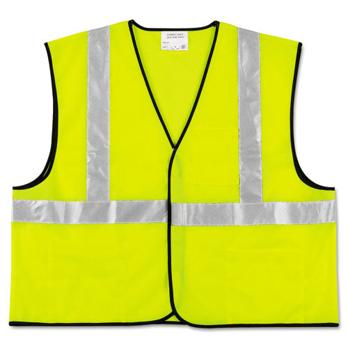 Class 2 Safety Vest, Polyester, 2x-large, Fluorescent Lime With Silver Stripe