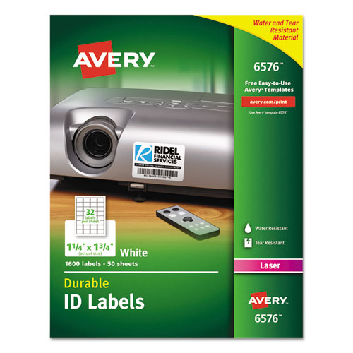 Durable Permanent Id Labels With Trueblock Technology, Laser Printers, 1.25 X 1.75, White, 32/sheet, 50 Sheets/pack