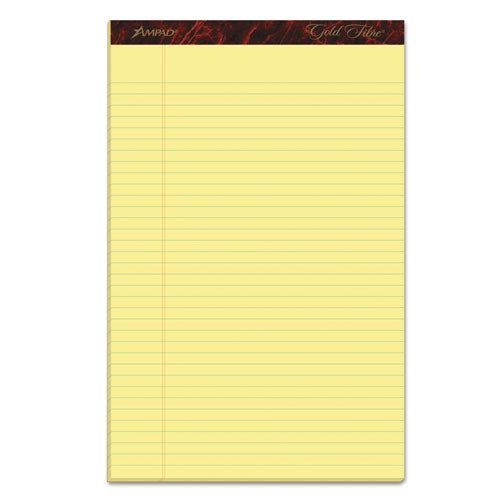 Gold Fibre Quality Writing Pads, Wide/legal Rule, 50 Canary-yellow 8.5 X 14 Sheets, Dozen