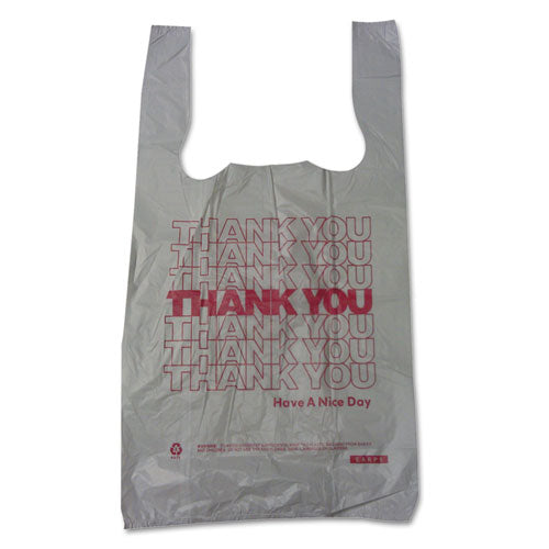 Thank You High-density Shopping Bags, 10" X 19", White, 2,000/carton