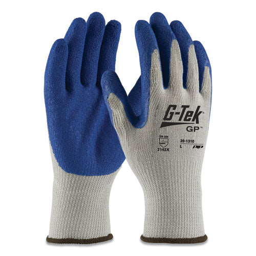 Gp Latex-coated Cotton/polyester Gloves, Large, Gray/blue, 12 Pairs