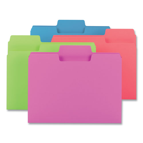 Supertab Colored File Folders, 1/3-cut Tabs: Assorted, Letter Size, 0.75" Expansion, 11-pt Stock, Assorted Colors, 24/pack