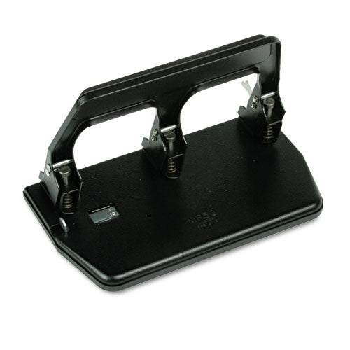 40-sheet Heavy-duty Three-hole Punch With Gel Padded Handle, 9/32" Holes, Black