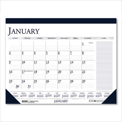 Recycled Two-color Monthly Desk Pad Calendar With Notes Section, 18.5 X 13, Blue Binding/corners, 12-month (jan-dec): 2024