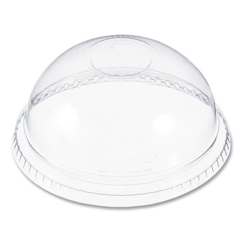 Plastic Dome Lid, No-hole, Fits 9 Oz To 22 Oz Cups, Clear, 100/sleeve, 10 Sleeves/carton